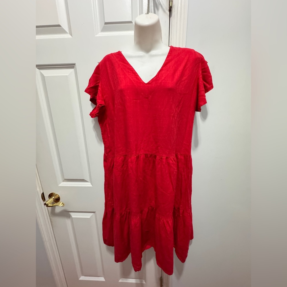 Vanessa Alexandra Red Ruffled Tiered Mini Sundress size large